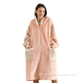 Cálida y cómoda felpa lana sherpa manta portátil con capucha